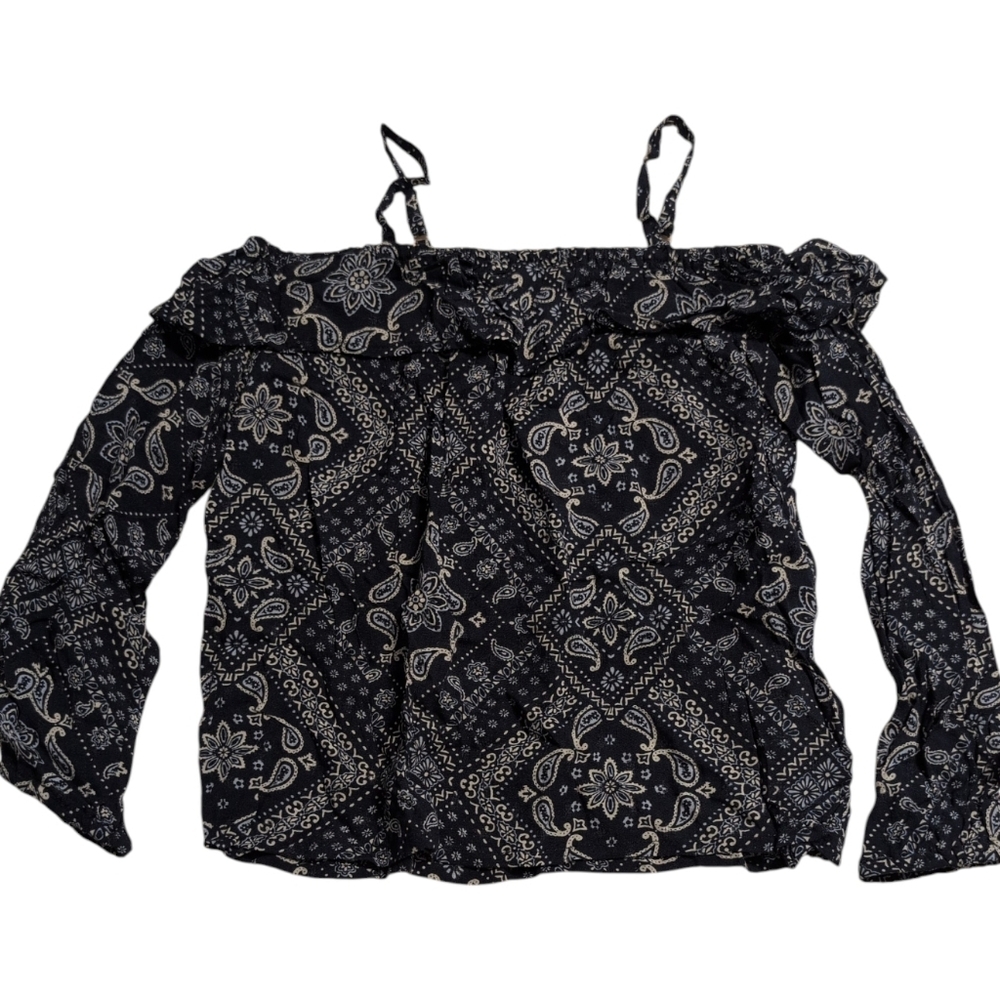 2/$20 Navy Paisley Cold Shoulder Blouse